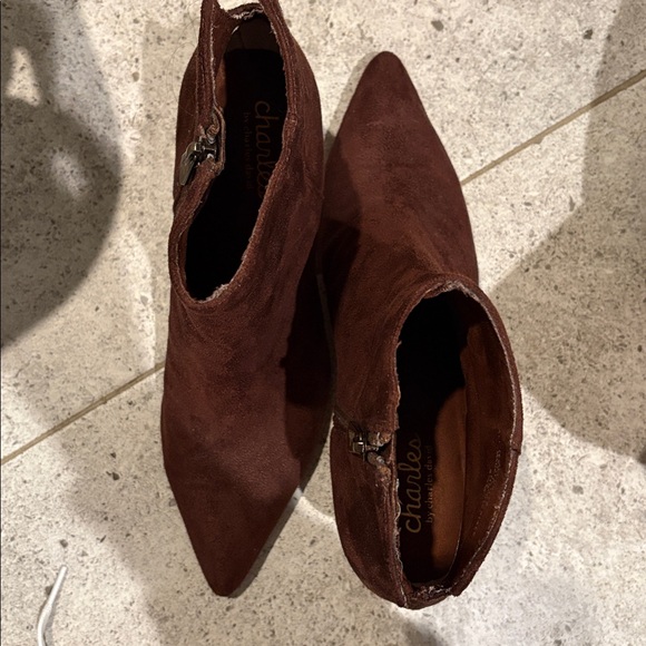 Chocolate Brown Ankle Boot Low Heel Pointed Toe - Picture 6 of 6